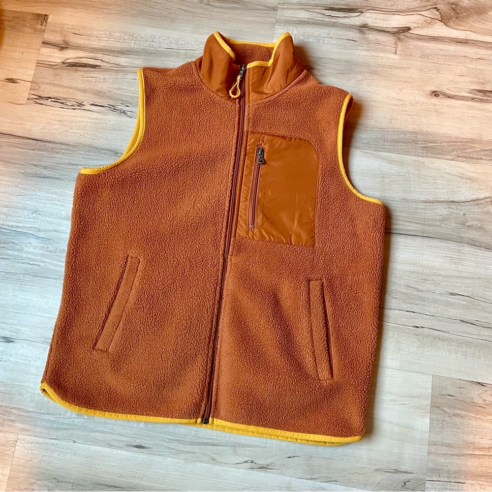 tek gear Rust Orange Fleece Jacket with Yellow Trim